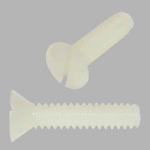 MFMS6116N M6-1.0 X 16 mm Flat Head, Slotted, Machine Screw, Coarse, Nylon